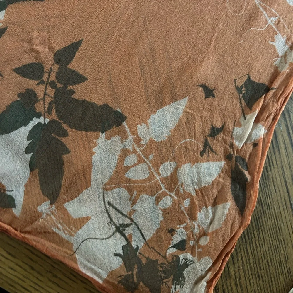 Vintage Sheer Fall Leaves Scarf Hand-Rolled/Hand-Sewn
